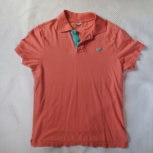 Hollister Mens Orange Polo with Teal Accents Mens Size Large Y2K Style